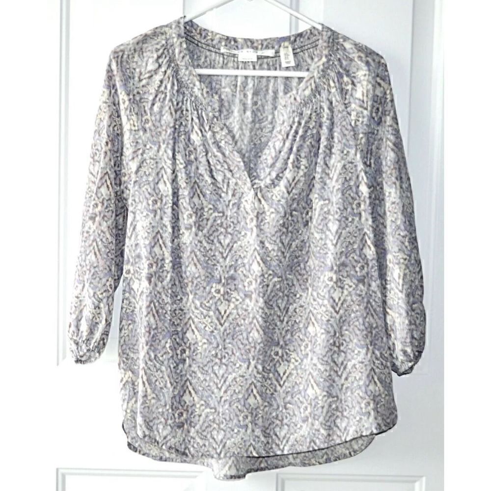 Max Studio XS Silk floral long sleeve blouse
